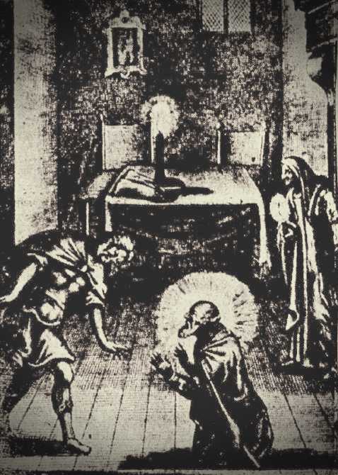 Χαλκογραφία του 17ου αιώνα, στην οποία απεικονίζονται ο Σαούλ, η Μάγισσα του Εντώρ και το πνεύμα του Σαμουήλ (Βρετανικό Μουσείο)